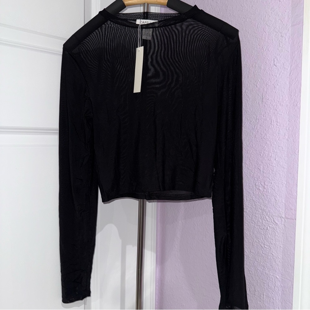 Long Sleeve Transparent Top - Size Large - Picture 3 of 5